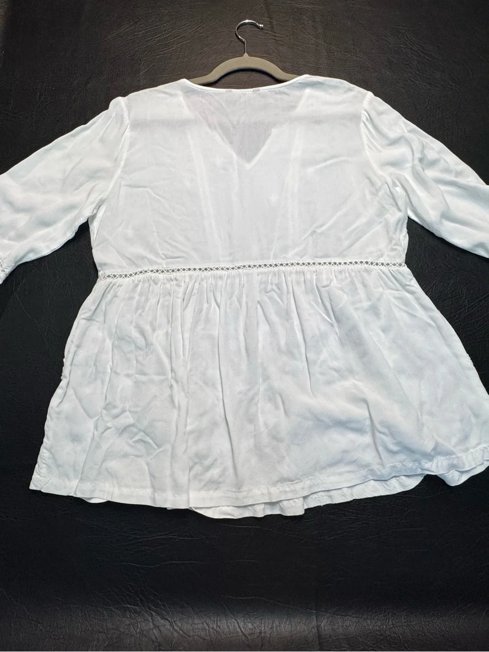 Spiaggia Dolce White Embroidered Boho Bell Sleeve Tunic Top Sz L Cottagecore